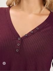 Yours Curve Red Henley Swing Top - Image 4 of 6