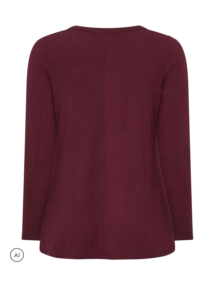 Yours Curve Red Henley Swing Top - Image 6 of 6