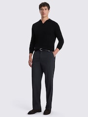 MOSS Black Merino Wool Blend Skipper Polo Shirt - Image 2 of 4