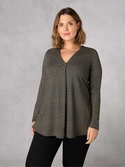 Live Unlimited Black Jersey Pleat Front Top - Image 1 of 4