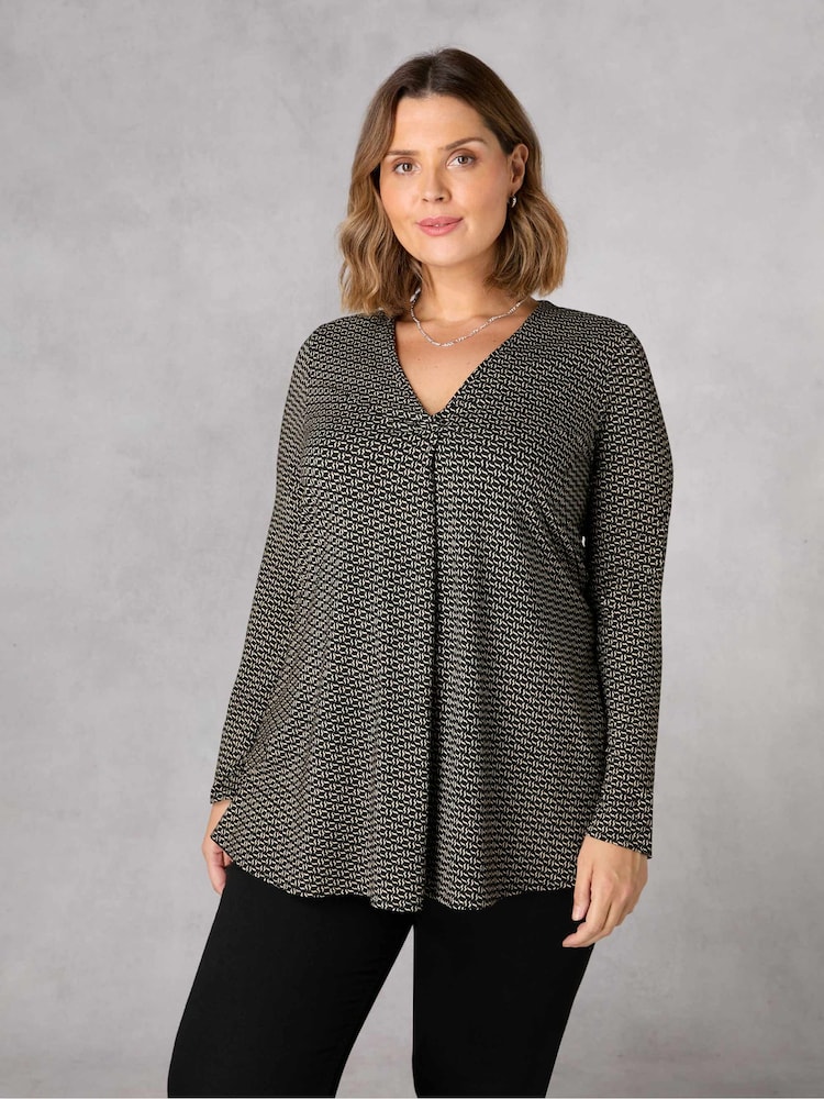 Live Unlimited Black Jersey Pleat Front Top - Image 1 of 4