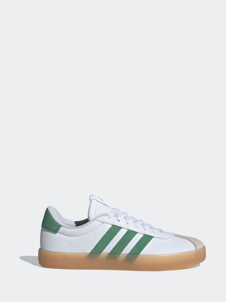 adidas White/Green Sportswear VL Court Trainers - Image 1 of 8