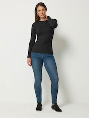 Long Tall Sally Green/Black Ribbed Boat Neck Tops 2 Pack - Image 3 of 9