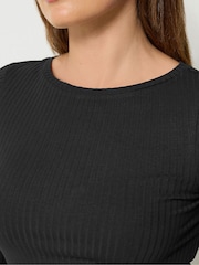 Long Tall Sally Green/Black Ribbed Boat Neck Tops 2 Pack - Image 5 of 9