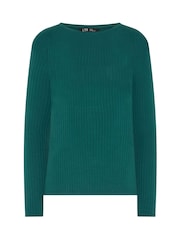 Long Tall Sally Green/Black Ribbed Boat Neck Tops 2 Pack - Image 8 of 9