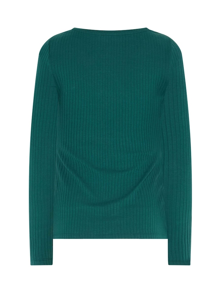 Long Tall Sally Green/Black Ribbed Boat Neck Tops 2 Pack - Image 9 of 9 Long Tall Sally Green/Black Ribbed Boat Neck Tops 2 Pack - Image 9 of 9