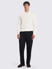 MOSS White Merino Wool Blend Long-Sleeve Polo Shirt - Image 2 of 4