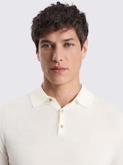 MOSS White Merino Wool Blend Long-Sleeve Polo Shirt - Image 3 of 4