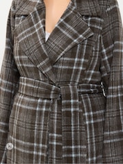 Yours Curve Brown Longline Wrap Coat - Image 4 of 6