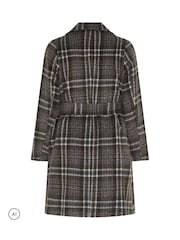 Yours Curve Brown Longline Wrap Coat - Image 6 of 6