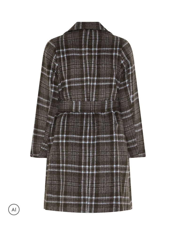 Yours Curve Brown Longline Wrap Coat - Image 6 of 6