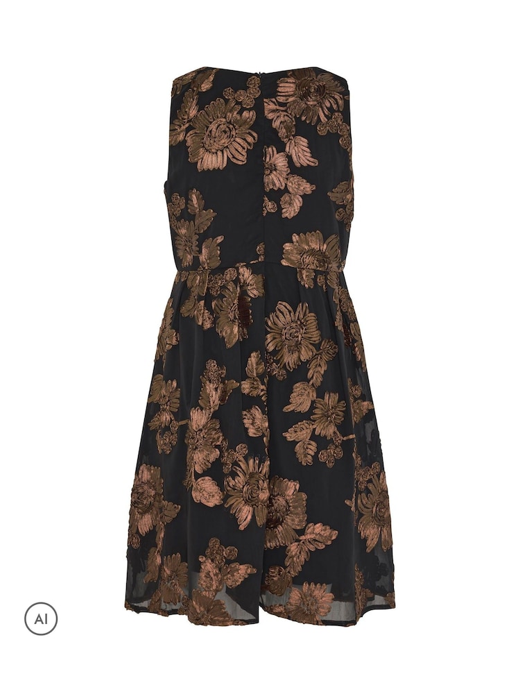 Μαύρο - Yours Curve Flower Applique Mini Dress - Εικόνα 5 από 5