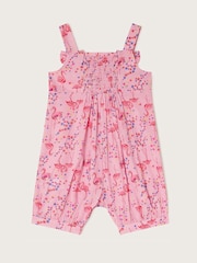 Monsoon Pink Baby Flamingo 100% Cotton Romper - Image 2 of 3