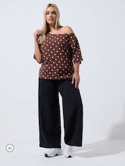 Brun polkaprikker - Yours Curve Limited T-skjorte med bare skuldre - Bilde 2 av 6