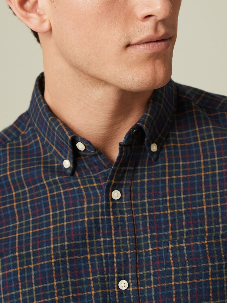 Navy Blue Check Long Sleeve Shirt - Image 4 of 7