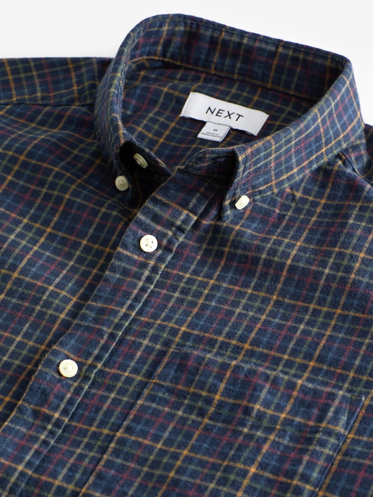 Navy Blue Check Long Sleeve Shirt - Image 6 of 7