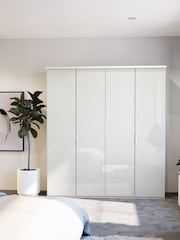 Wiemann Peyton White Glass Semi Fitted 4 Door Wardrobe - Image 1 of 4