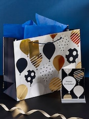 Navy Balloons Gift Bag and Card Set - Image 1 of 3