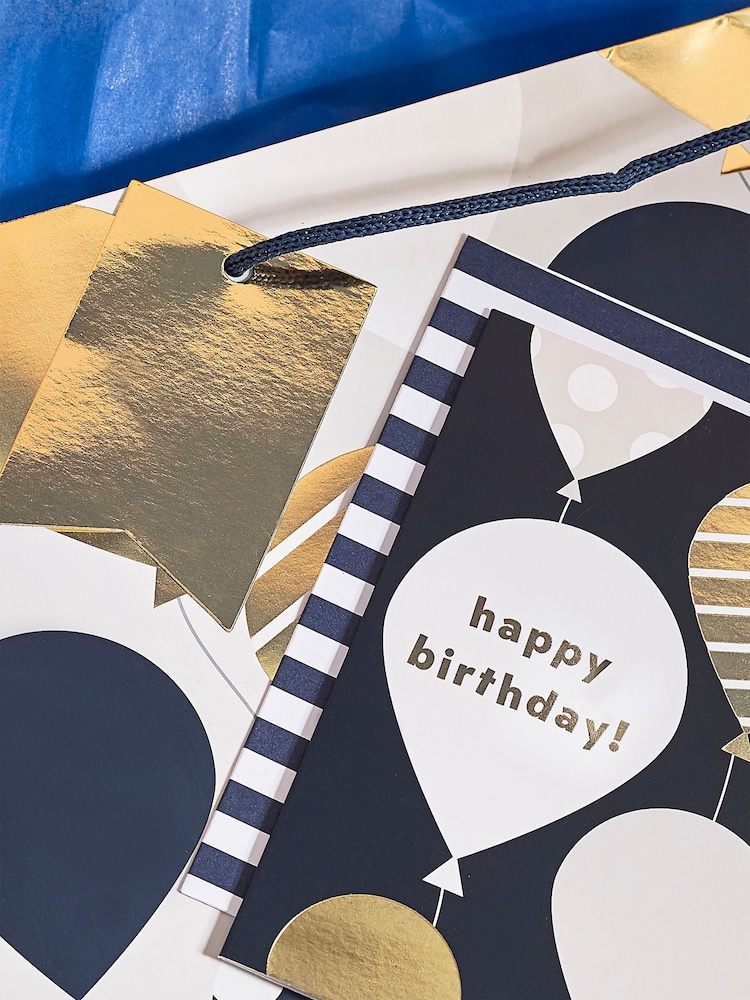 Navy Balloons Gift Bag and Card Set - Image 2 of 3