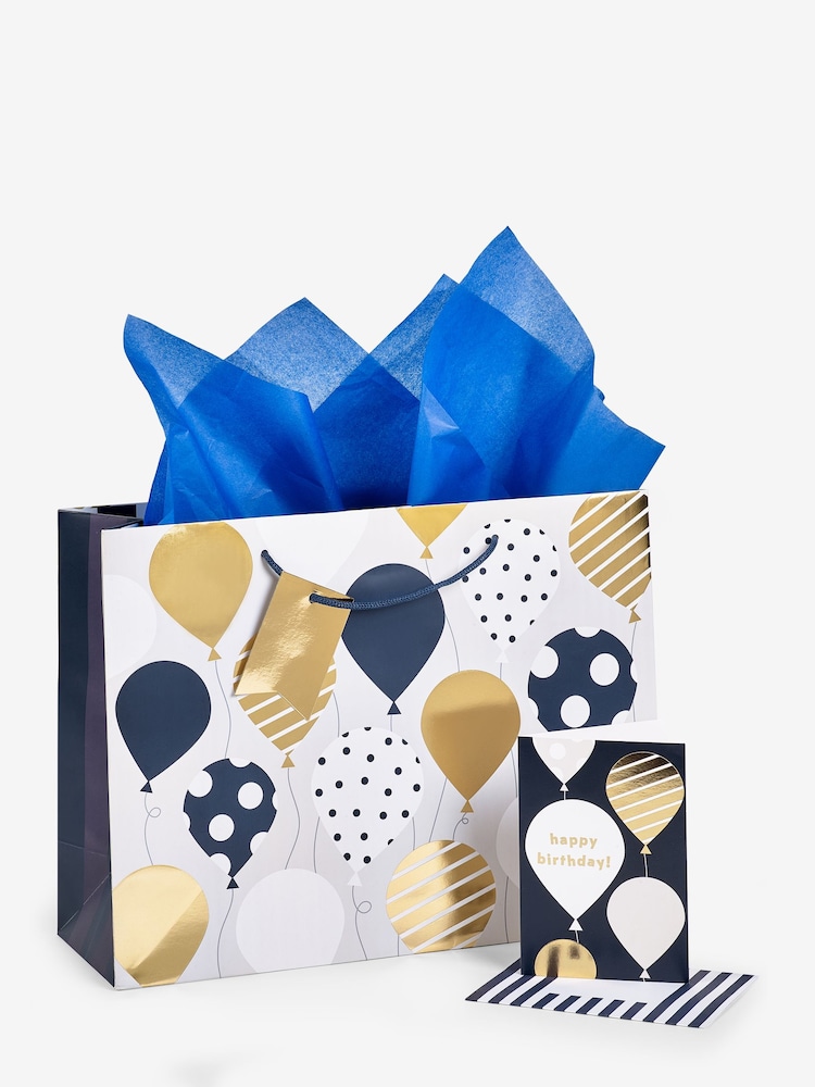 Navy Balloons Gift Bag and Card Set - Image 3 of 3