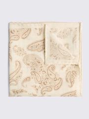 MOSS Cream Bottinelli Wool Paisley Pocket Square - Image 1 of 2