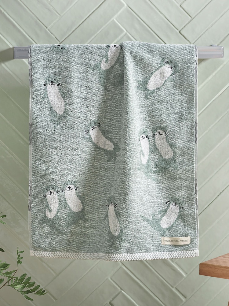Handtuch aus 100 % Baumwolle mit Otter-Motiv - Bild 1 von 6
