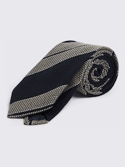 MOSS Navy Blue Italian Wool Blend Textured Stripe Tie - Image 1 of 2