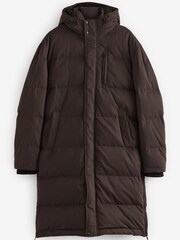 Chocolate Brown Signature Longline Puffed Down Coat - Image 6 of 10