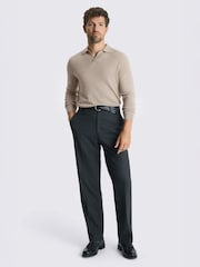 MOSS Natural Taupe Merino Wool Blend Skipper Polo Shirt - Image 2 of 3