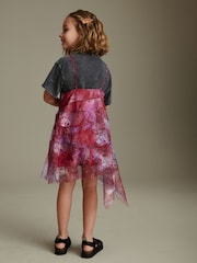 Red/ Blue Floral Print 2-in-1 Mesh Dress And T-Shirt Set (3-16yrs) - Image 2 of 7