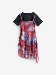 Red/ Blue Floral Print 2-in-1 Mesh Dress And T-Shirt Set (3-16yrs) - Image 4 of 7