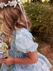 Laura Ashley Blue Organza Floral Midi Dress - Image 5 of 9