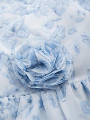 Laura Ashley Blue Organza Floral Midi Dress - Image 8 of 9