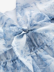 Laura Ashley Blue Organza Floral Midi Dress - Image 9 of 9