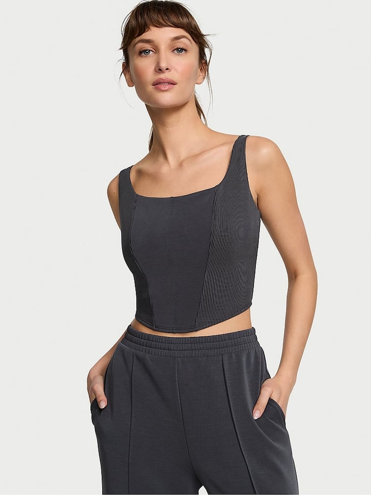Victoria's Secret Pure Black Modal Corset Tank Top - Image 1 of 3
