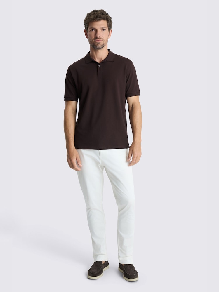 MOSS Chocolate Brown Pique Polo Shirt - Image 2 of 4 MOSS Chocolate Brown Pique Polo Shirt - Image 2 of 4