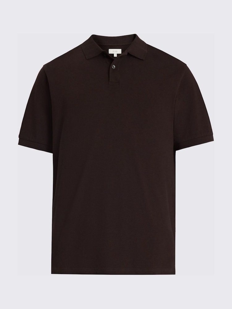 MOSS Chocolate Brown Pique Polo Shirt - Image 4 of 4 MOSS Chocolate Brown Pique Polo Shirt - Image 4 of 4