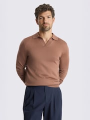 MOSS Dusty Pink Merino Wool Blend Skipper Polo Shirt - Image 1 of 2