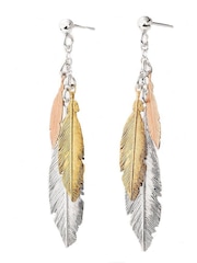 Beaverbrooks Three Colour Feather Drop Earrings - Image 1 of 3