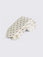 Cream/Dark Brown - MOSS Italian Medallion Tie - Imagen 1 de 2