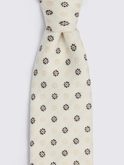 Cream/Dark Brown - MOSS Italian Medallion Tie - Imagen 2 de 2