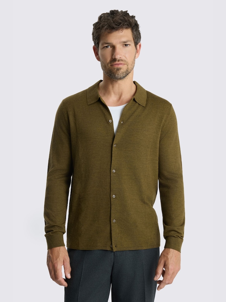 MOSS Olive Green Merino-Blend Shirt - Image 1 of 3 MOSS Olive Green Merino-Blend Shirt - Image 1 of 3