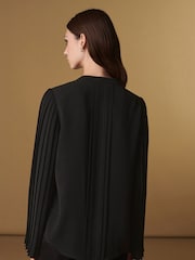 Schwarz - Langärmelige, hochwertige Bluse mit Biesen - Bild 4 von 8