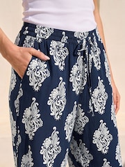 Roman Blue Mono Print Wide Leg Trousers - Image 4 of 4