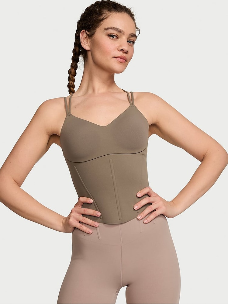 Victoria's Secret Terra Olive Green VS Elevate Corset Tank Top - Image 1 of 4