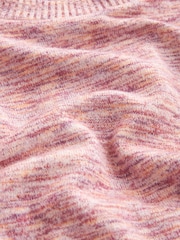 Pink Spacedye Cosy Lightweight Soft Touch Sleeve Detail Crew Neck Jumper - Image 7 of 7
