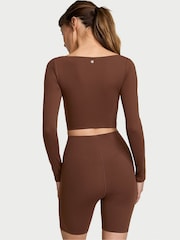 Victoria's Secret Ganache Brown VS Elevate Cropped Long Sleeve Corset Top - Image 2 of 3