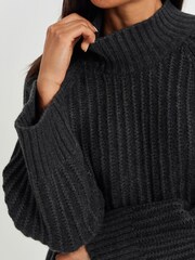 Charcoal Grey Stitch Detail High Neck Long Sleeve Jumper - Image 4 of 6