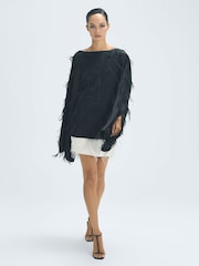 Reiss Cream Kirsten Feather Mini Skirt - Image 1 of 6