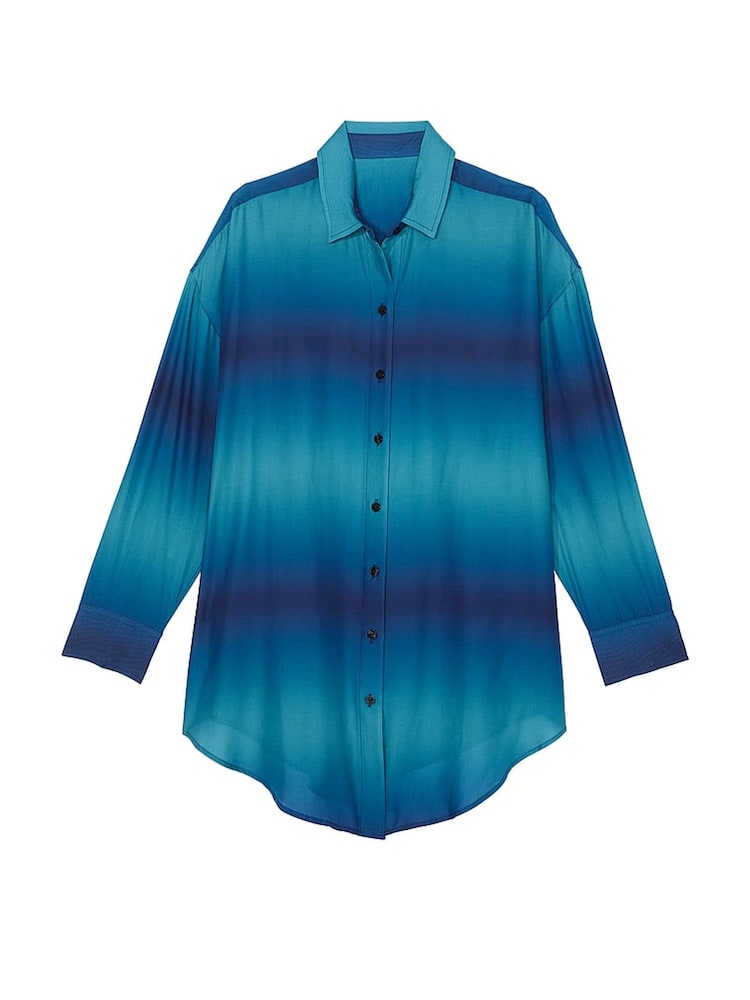 Victoria's Secret Blue Ombre Rayon Boyfriend Dress - Image 1 of 1 Victoria's Secret Blue Ombre Rayon Boyfriend Dress - Image 1 of 1